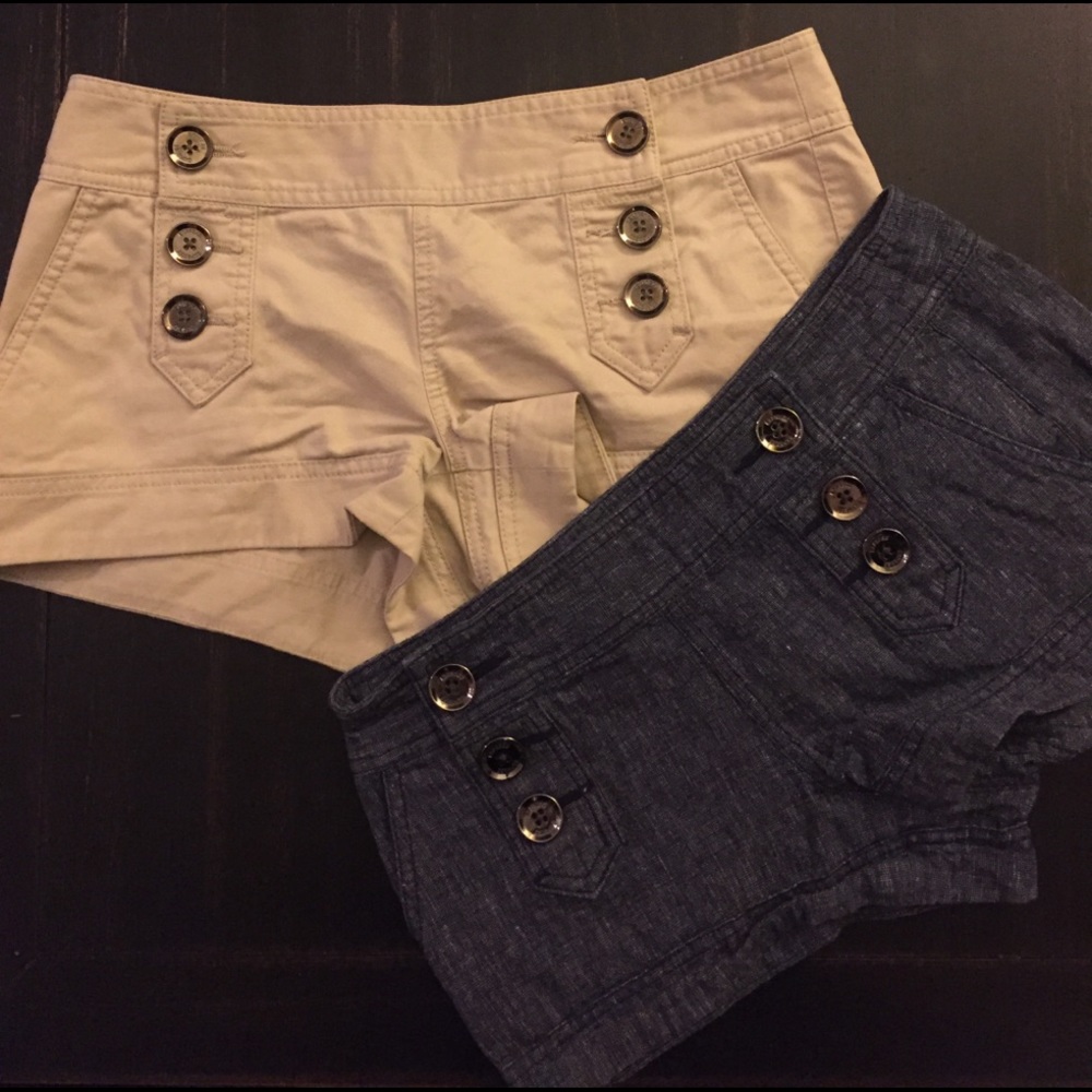 BUNDLE: Express Button Shorts - Tan & Jean